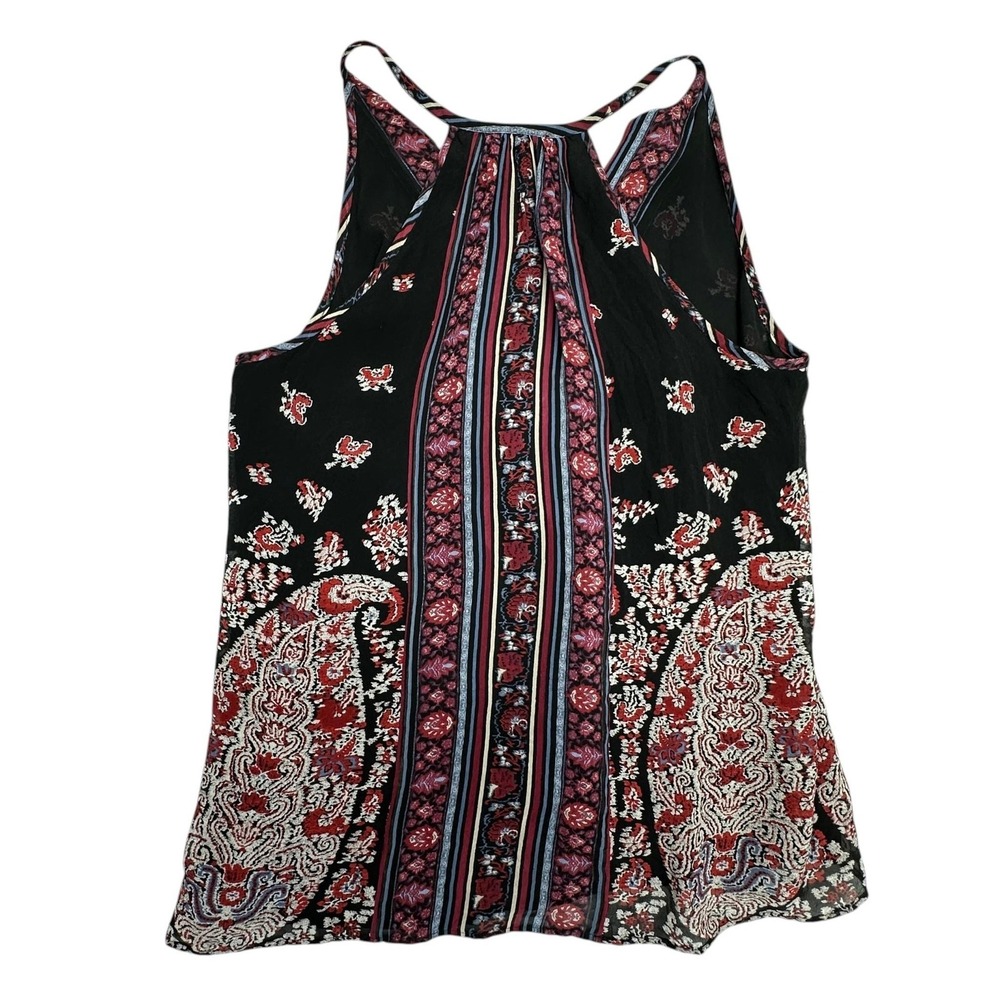 Joie Tank Top Womens XS Black Paisley Halter Silk Lined Boho Tassel Camisole - Picture 2 of 10